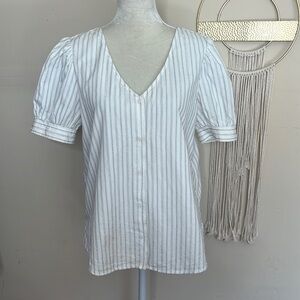 Hinge • metallic striped short sleeve top